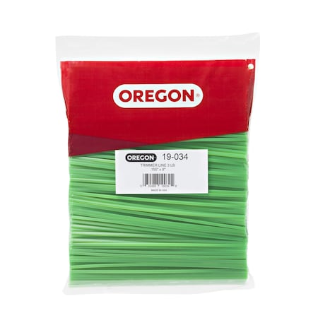 Oregon Gatorline Square Trimmer Line, .155" by 8", Precut, 3Lb Bag 19-034